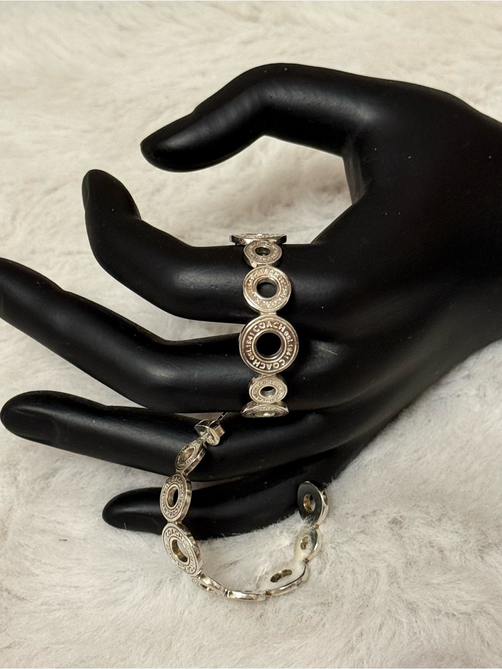 Coach Circular Logo Link Earrings in Silver